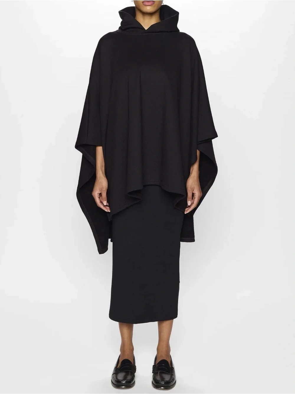Bleusalt The Jillian Poncho Hooded Black One Size